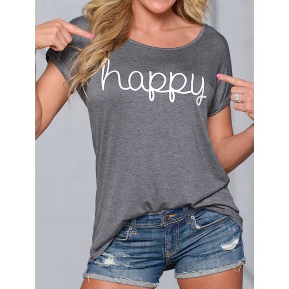 "Happy" Graphic Print Tee